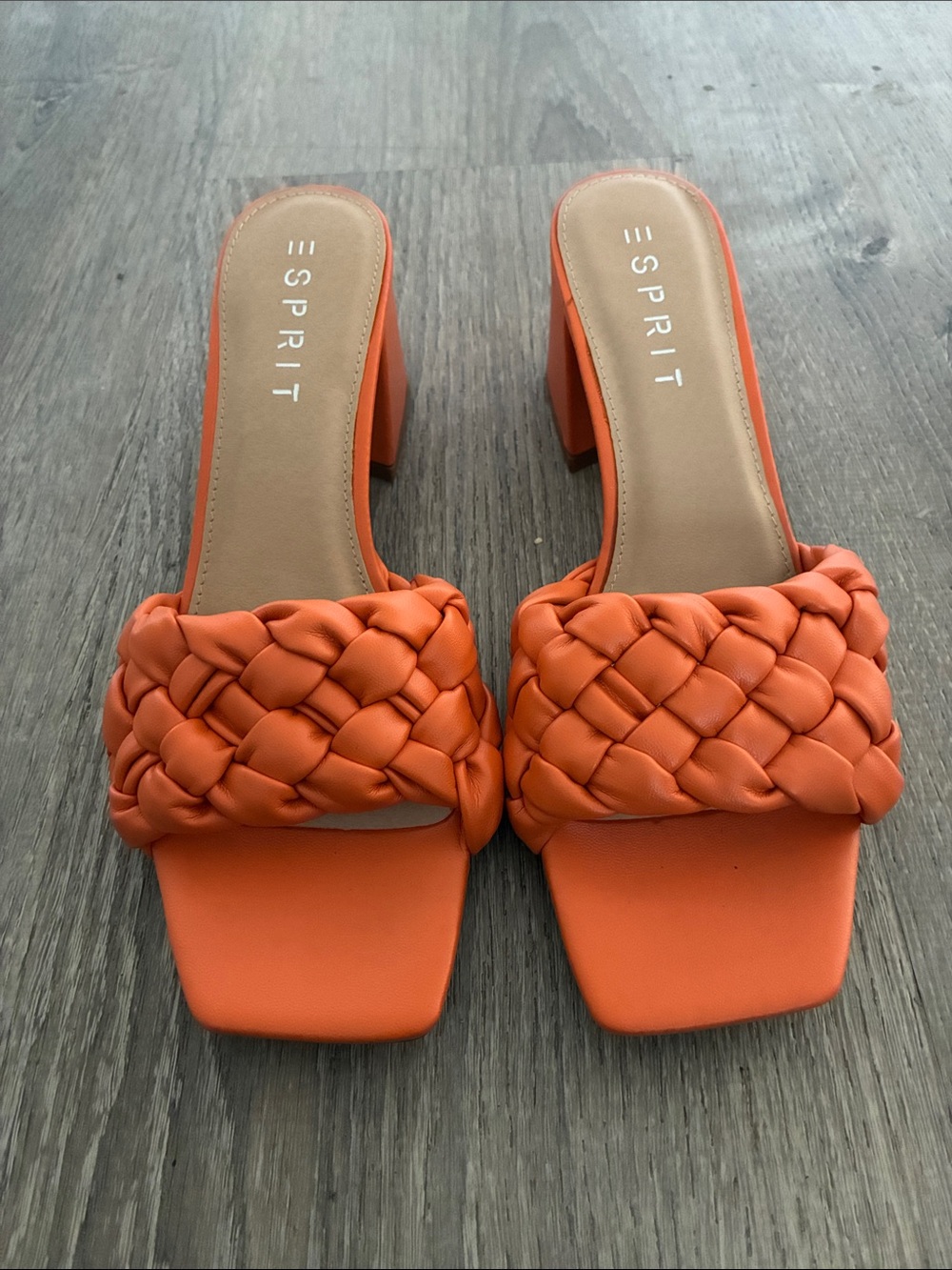 Esprit Orange Braided Block Heel Mules